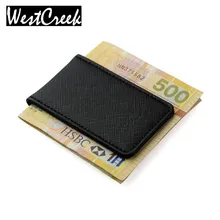 Amitié Cadeau Marque Véritable Pince à Billets En Cuir Bourse Hommes Forte Magnétique Haute qualité Noir Clip pour L’argent titulaire