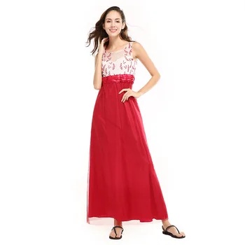 

Vestidos Women maxi Dress red bandage Elegant Bohemian Beach Summer Dress Ultra Perfect Fairy Hang-Neck Sexy Maxi Long Dress