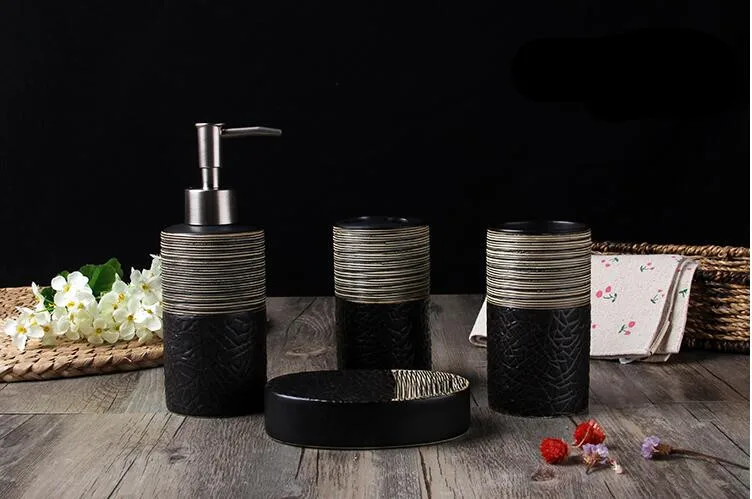 Керамическая ванная комната ручной работы в стиле ретро, 4 комплекта принадлежностей для ванной комнаты, чашки для зубных щеток, четыре набора стоматологических чашек для полоскания рта
