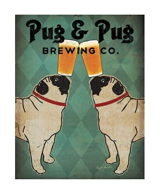 Animal Pug&ampPug Classical Stylish Custom Fashion Tatoo On Wall Poster Print Size(50x76)cm Sticker Free Shipping U1-111 | Дом и сад