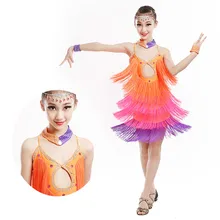 Детское платье для латинских танцев; детское платье с кисточками для танцев; пикантная Женская Одежда для танцев; костюмы для бальных танцев; 18