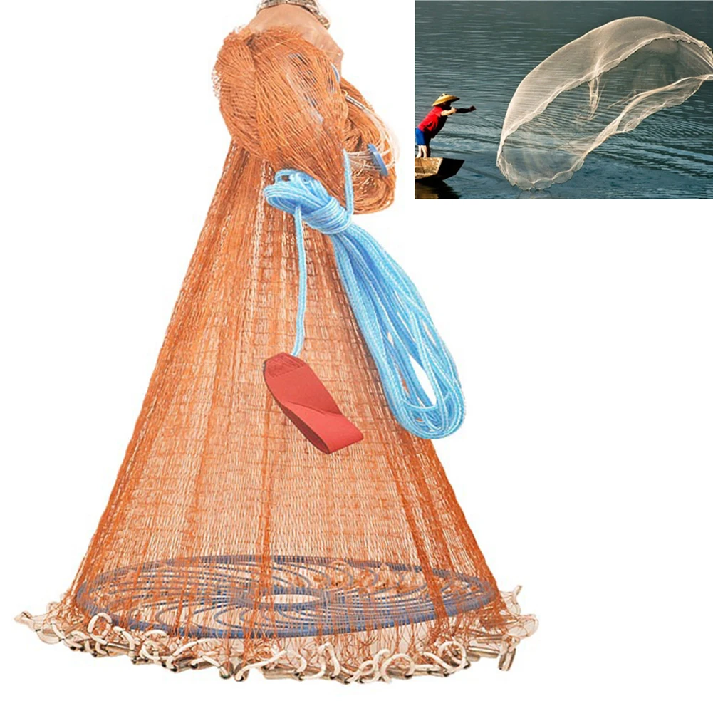 

480*480*240cm Fishing Net With Flying Disc High Strength Fish Network Automatic Fishing Tools Outdoor Hand Throw Catch Fishing