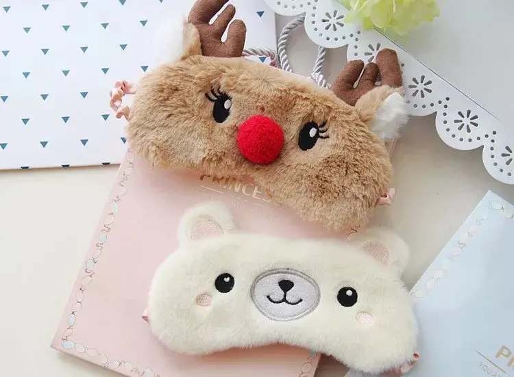 Aeruiy-soft-plush-fuzzy-cartoon-animal-brown-elk-white-polar-bear-3D-eye-shade-masks-toy-gifts-2
