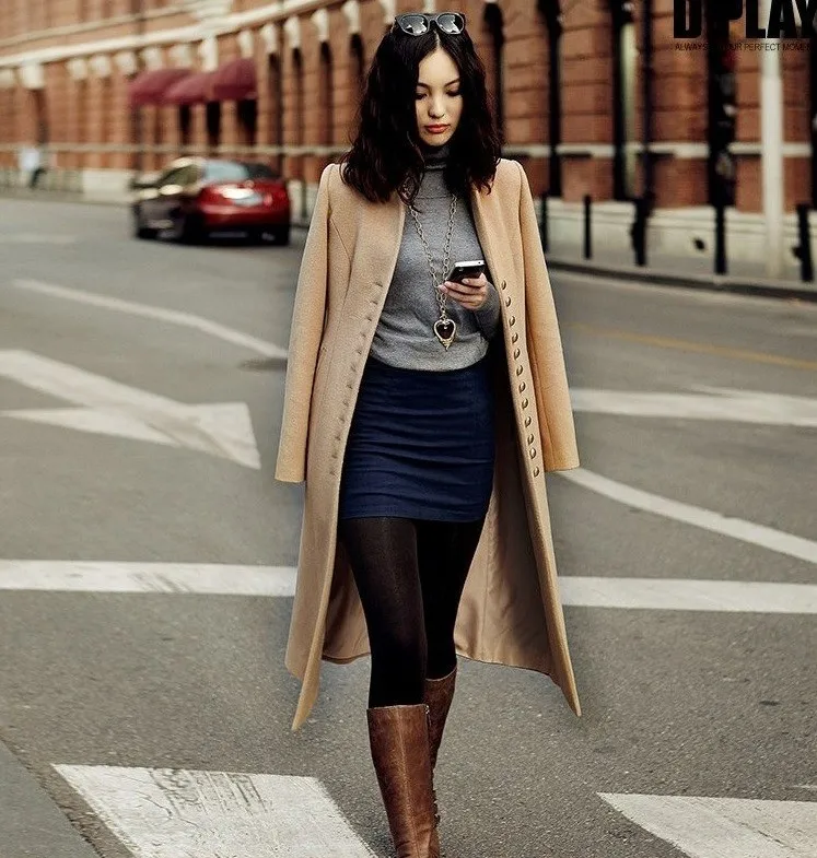 High quality Cashmere coat Wool Coat Women Winter Coat Big yards Mew style X-Long Pure color Elegant Autumn Winter Coat BN1247