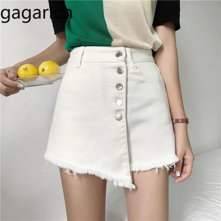 

Gagarich High Waist Shorts 2019 Spring Summer New Women Clothing Irregular Flash Cowboy A-line Solid Shorts