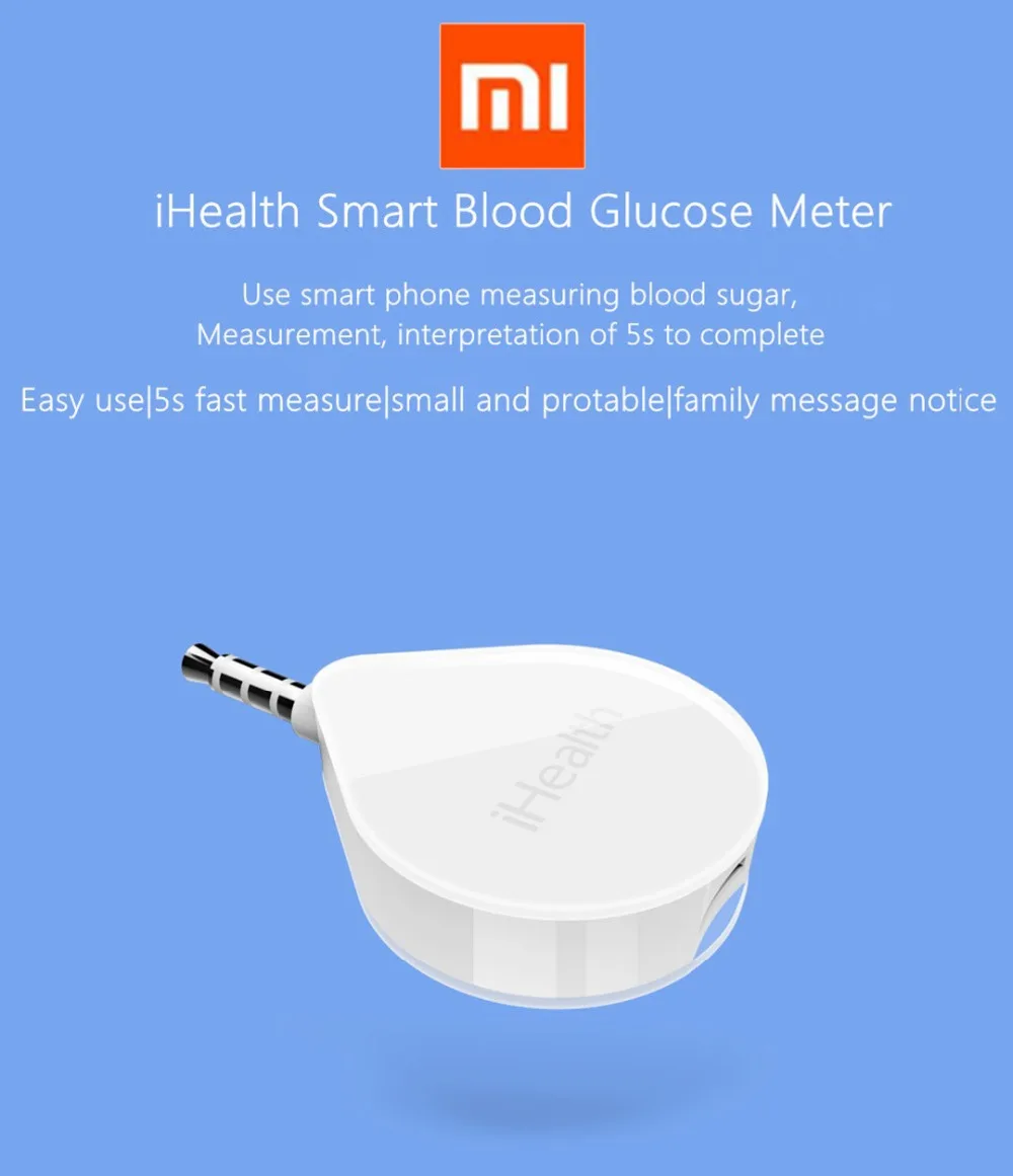 Xiaomi iHealth Smart глюкометр для измерения уровня сахара в BG1 для диабетиков измеритель сахара с Тесты полоски скарификатор сбор иглы