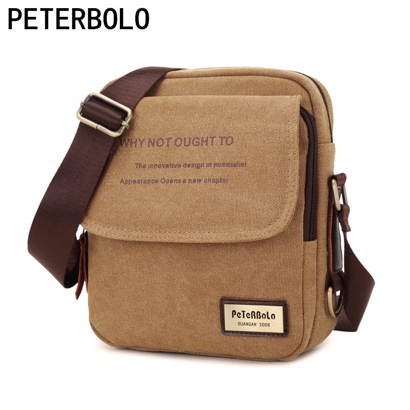 

Peterbolo High Quality Retro Flip Men's Bag Canvas Handbag Men's Shoulder Bag Small Messenger Bag