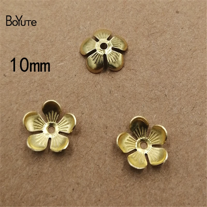 BoYuTe Wholesale (200 PiecesLot) Metal Brass Stamping 10MM Flower Bead Caps Diy Handmade Jewelry Accessories