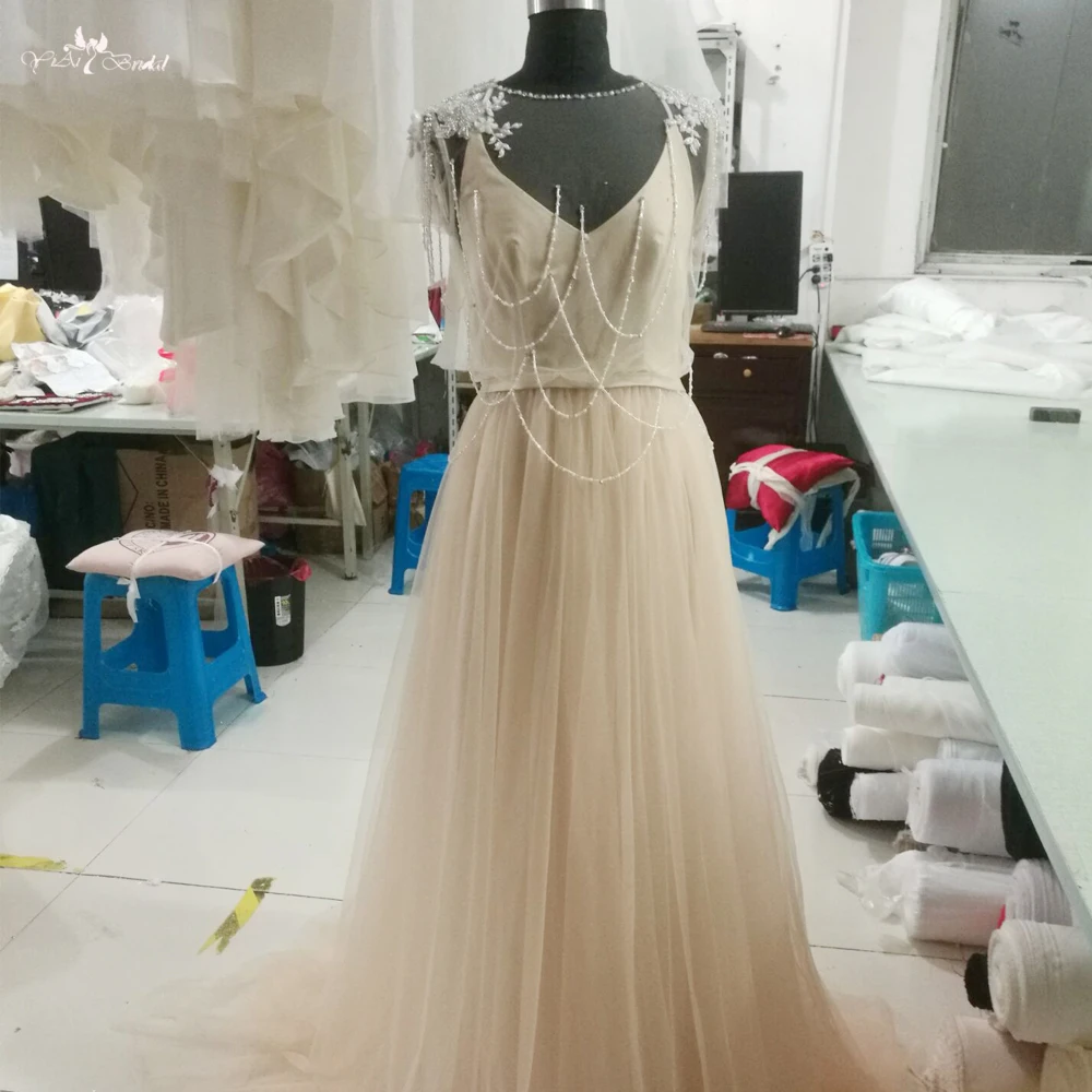 RSW1111 шампанское спинки Vestidos De Novia богемное Бохо свадебное платье