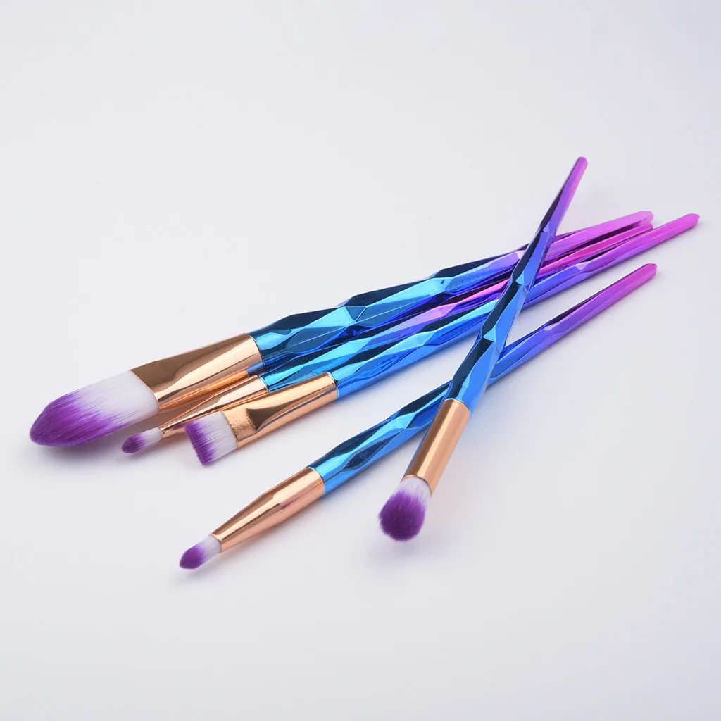 5Pcs Makeup Brush Set Concealer Eyeshadow Fine Hair Blue Diamond Handle Make Up Brushes Pincel Maquiagem Portable Eye Brush Set