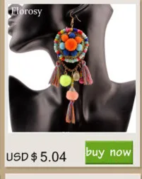 Florosy Long Cotton Ball Tassel Pendant Earrings For Women Chunky Colorful Acrylic Bead Handmade Vintage Ethnic Dangle Earrings