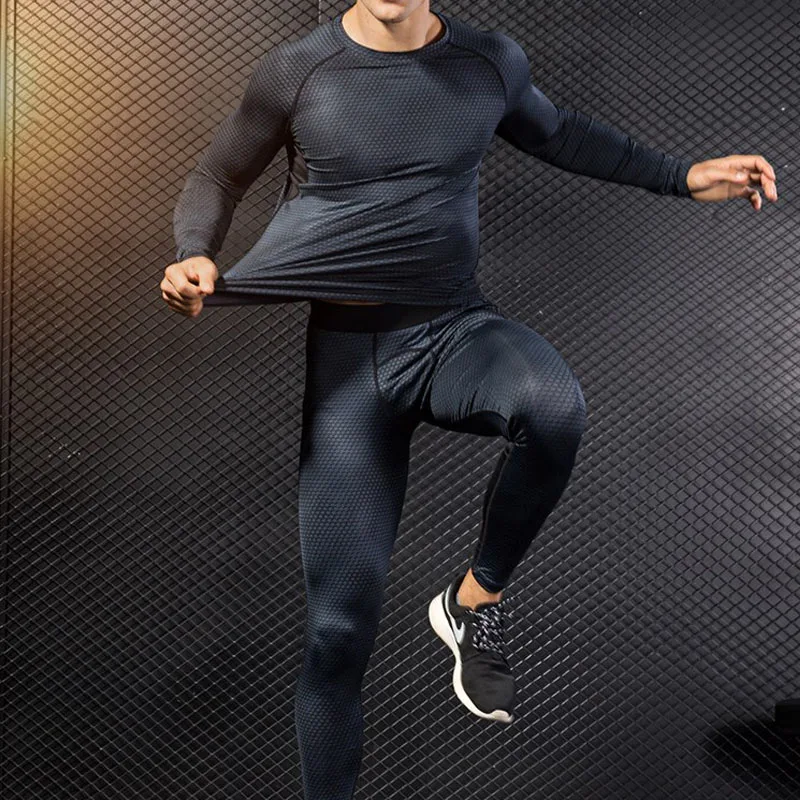 

Gym Joggers Sport under wear skins compression jiu jitsu rash guard kit Men's Quick drying running t shirt leggings Tracksuit