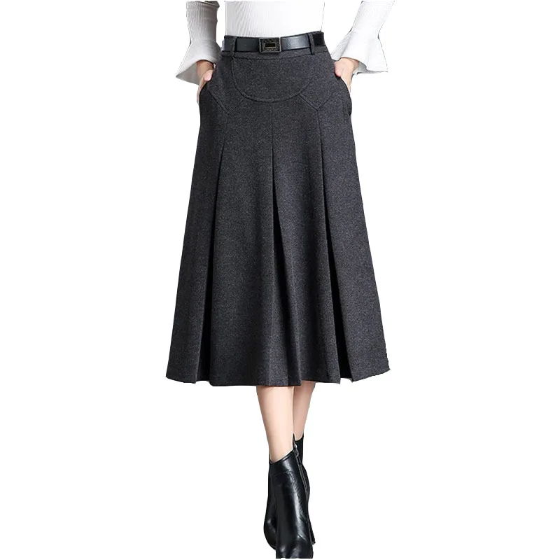 Sottile Più Grandi 2018 Autunno gray Gonna Lana Red Donne Pieghe A Tan Di Ioqrcjv Il Moda Vita Battente Per black Formato Le Wine light N139 Alta Femminile Gonne Inverno XYwaXOUq