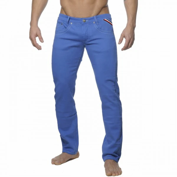 TQQT тяжеловесные брюки костюм Бизнес повседневные Длинные мужские брюки прямые Sofetener материал тонкие брюки цветные прямые брюки 5P0601 - Цвет: BLUE