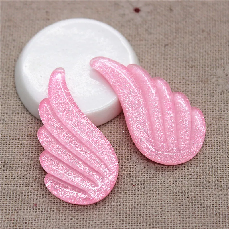 10pcs(5pairs) Shiny White/Pink/Blue Resin Angel Wing Miniature Art Supply Decoration Charm DIY Accessory,22*40mm