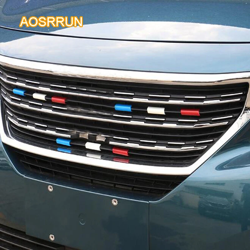 

AOSRRUN The three color decorative strips in ABS are decorated with mesh grille Car accessories FOR Peugeot 5008 2017 9pcs/1set