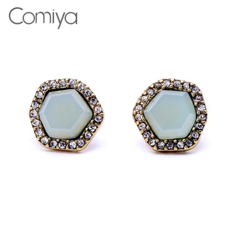

Comiya Lady 's Stud Earring Rhinestone And Acrylic Mosaic Elegant Summer Style Brincos Earrings For Women Pendientes Jewelry