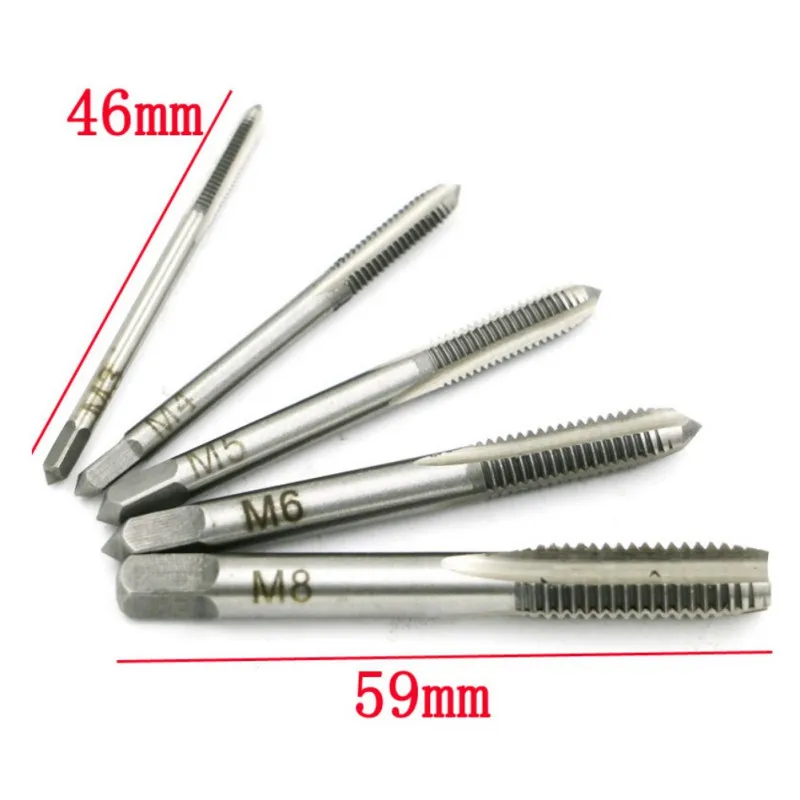 

5pcs Hand Tap Tapping Screw Thread Metric Plugs Taps Set M3 M4 M5 M6 M8 Straight Flute 3mm-8mm Hand Screw Thread Metric Plug