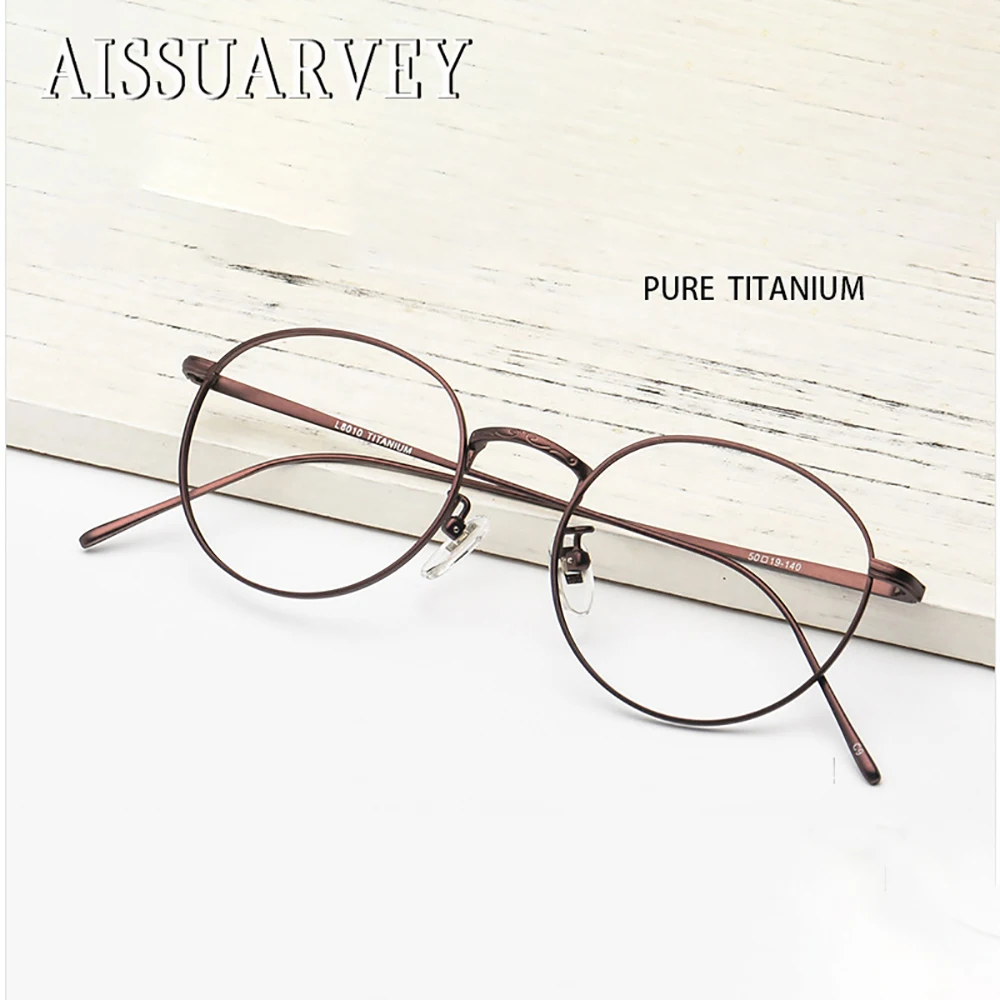 Чистый титан Ретро Круглый винтажный принт оптические оправы для очков брендовые дизайнерские качественные очки модные для женщин и мужчин