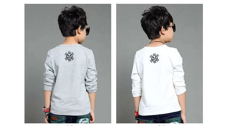anime Skull sprinted kid t-shirt for boys clothes t-shirt long sleeve white gray cartoon children tops tees boys spring autumn 2017 new clothing (4)