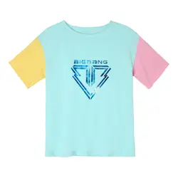 BIGBANG BANG GD рубашка альбом рубашки K-POP Повседневное одежда из хлопка футболка Топы с короткими рукавами хит Цвета футболка