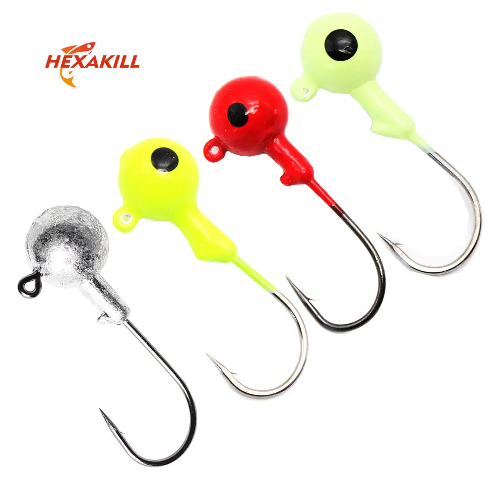 

Hexakill 3.5g 5g 7g 10g 14g Jig Head Multicolor Fishing Tackle Hooks lead head hook suit Soft bait Red Worms EarthWorm Soft Lure