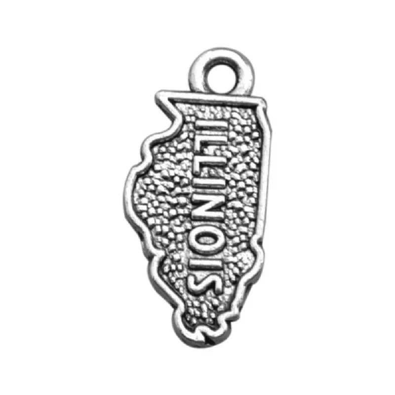 

50PCS Simple DIY Retro Bracelet Dangle Accessories Jewelry USA Map ILLINOIS Alloy Pendant For DIY Bracelet&Necklace Making