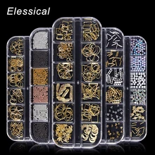 Медные заклепки для ногтей, Стразы AB в стиле панк, 3D украшения для ногтей, цепочки, аксессуары для ногтей, жемчуг русалки, микро бусины