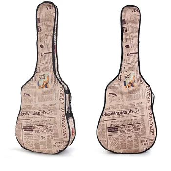 

High Quality Retro Newspaper Style 420D Oxford Folk Guitar Bag Protective Case For 41 42 Inch Guitar Accessories