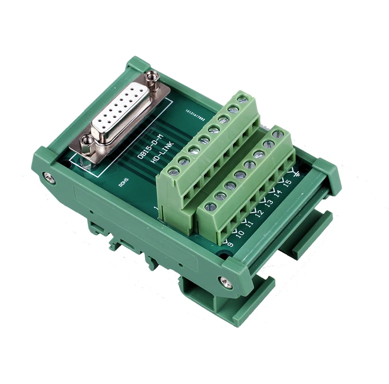 DB15 Female Signals Breakout Board Din Rail Mounting Header Screw terminals