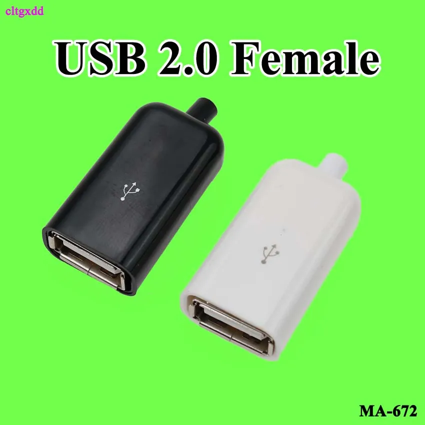 

cltgxdd 2pcs Type A Female USB 4 Pin Plug Socket Connector With Black White Plastic Cove