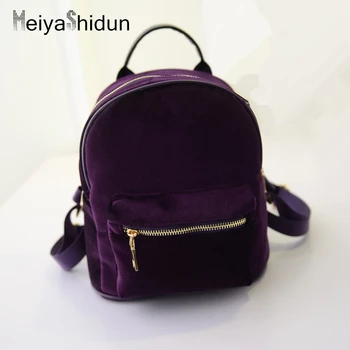 

Vintage small Backpacks Women children school Bag for teenage girls Velvet women bags Casual mini Backpack travel mochila mujer