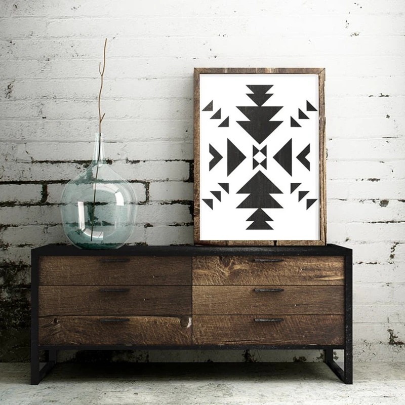 Black and white aztec pattern prints