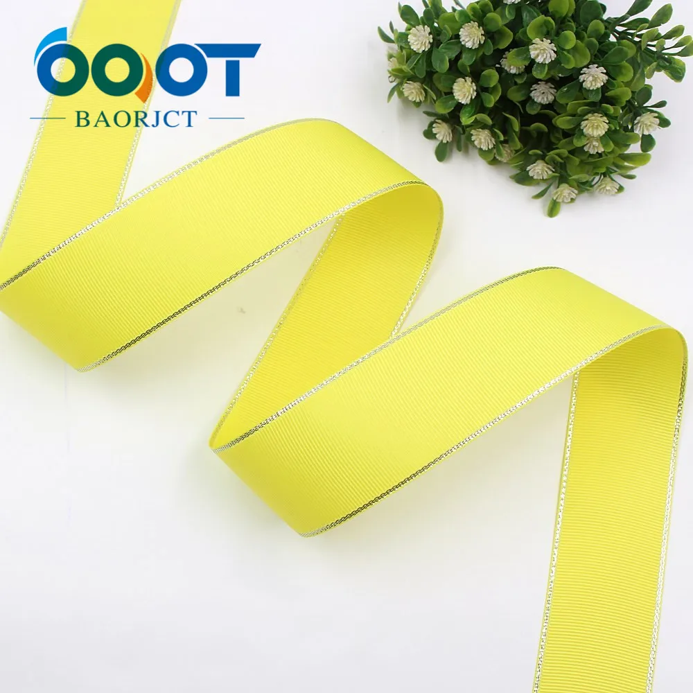 OOOT BAORJCT I-19316-595 38 мм 10 ярдов Серебряный двусторонний grosgrain ленты, DIY лук кепки аксессуары и украшения