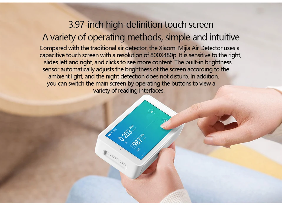 Xiaomi Mijia Air Detector высокоточный сенсорный экран 3,97 дюйма USB интерфейс PM2.5 CO2a TVOC датчик влажности монитор воздуха для дома