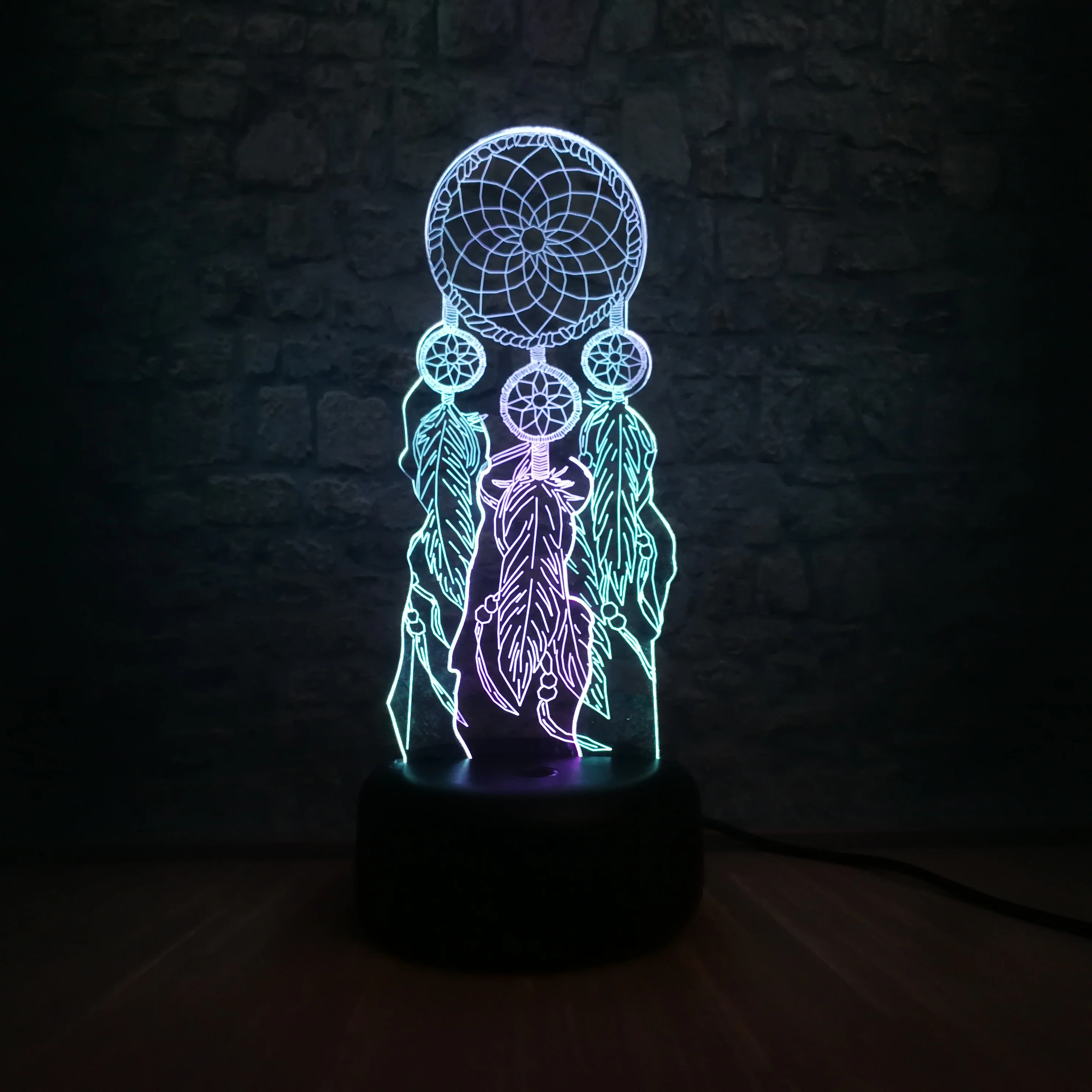 

Hot Valentine Wind Chimes Table Lamp Switch Dream Catcher 3D Mixed Color luminaria USB Charge Lamp Bedroom Decor Baby Gift Toy