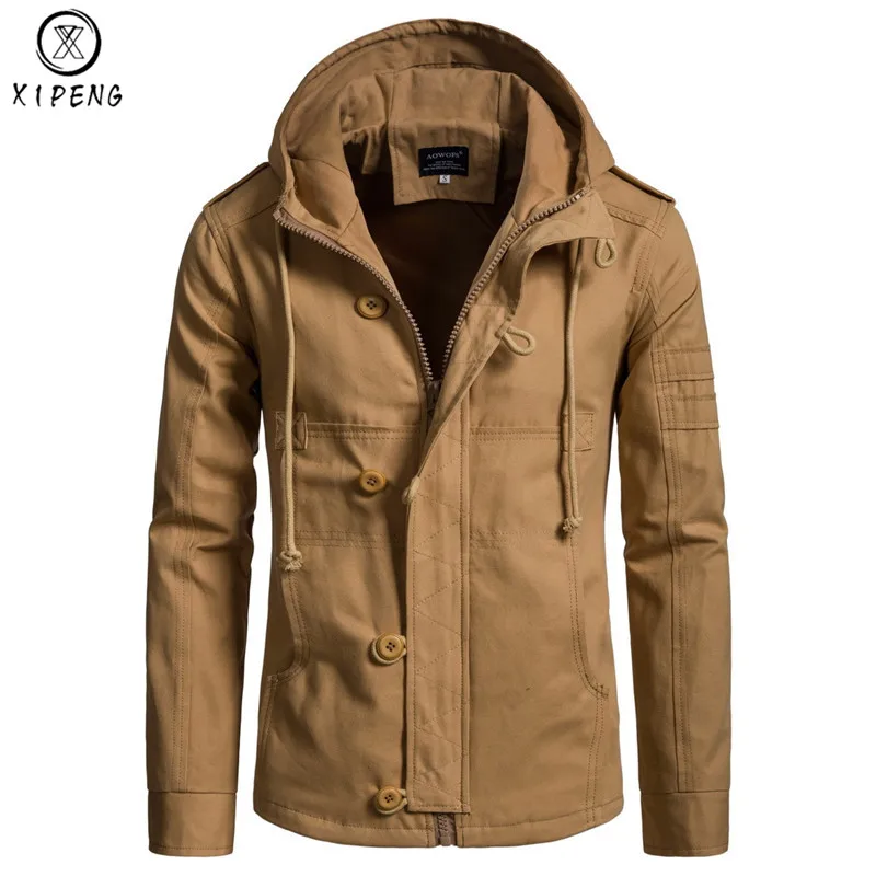 

Men's Cotton Jackets 2019 Fashion Zipper Drawstring Hoody Jacket Casual Thick Jackets Coats Windbreaker Jacket Chaquetas Hombre