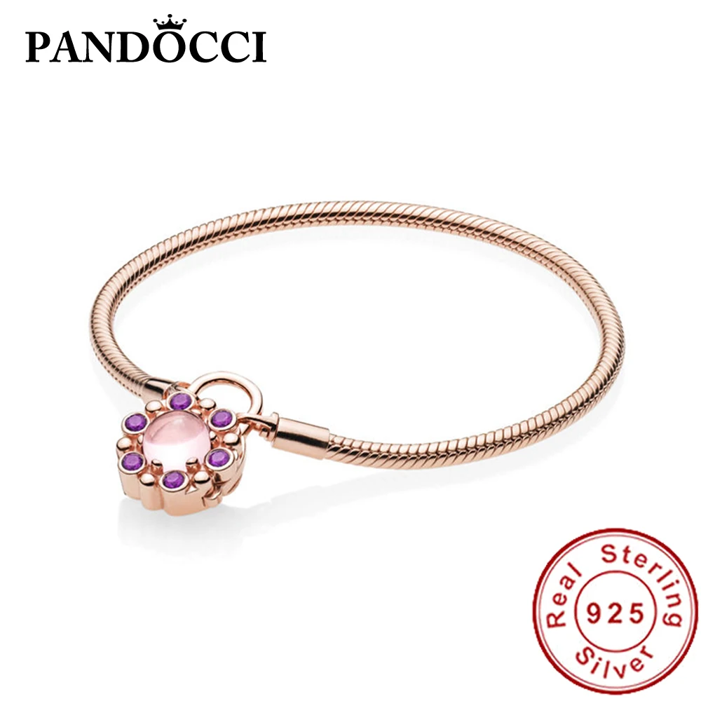 

PANDOCCI 100% 925 Sterling Silver New 587635NPM ROSE MOMENTS HERALDIC RADIANCE BRACELET WITH PADLOCK CLASP Factory Wholesale