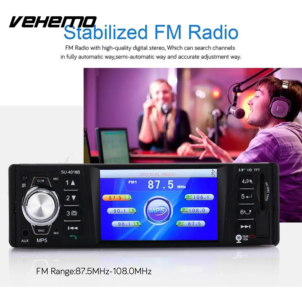 

Vehemo 4018B 3.9 Inch Car MP5 Car Video Player Automobile MP5 Player FM Transmitter Stereoscopic Sound Effect Smart Car Kit