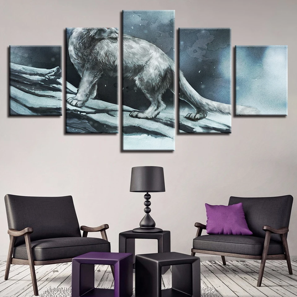 

Black And White Poster Art HD Printing 5 Pieces Wolf Animals Modular Canvas Paintings Decor Living Room Wall Pictures Framework