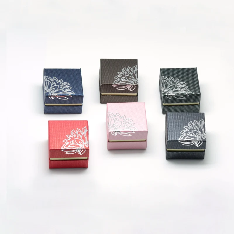

24pc 5.5x5.5x4c Silver Tone Flower Cardboard Jewelry Boxes For Bracelets Rings Mixed Color Storage Gifts Presents Display Boxes