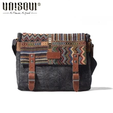 UNISOUL Original Canvas Man Travel Bag National Totem Bag Fashion Men Messenger Bag Handbags