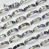 50Pcs EcooLin Brand Fashion Natural Shellfish Abalone Shell 316L Stainless Steel Rings For Women Jewelry Lots Bulk LR4029 4