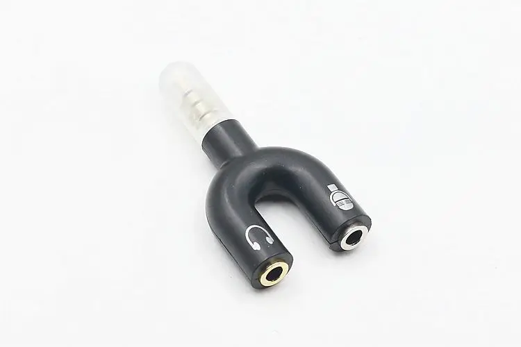 U Type Adapter Dual 3.5 MM Headphone Plug Audio Cables Splitter Microphone 2 in 1 Swivel Connector Free shipping