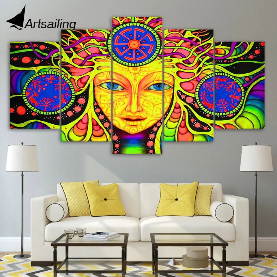 HD Printed psychedelic mandala abstract Painting on canvas room
