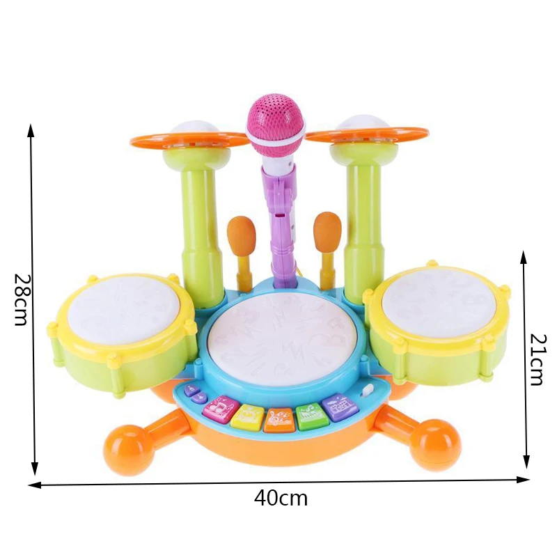 Детский Музыкальный барабан игрушка детский оркестровый барабан Комплект Электронный ударный музыкальный инструмент образовательные подарки игрушки для детей 3 года