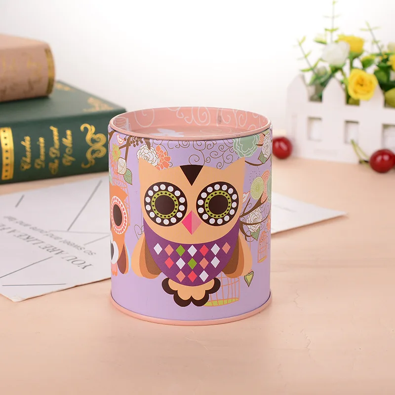 حامل قلم حصالة على شكل حيوان حصالة البومة المعدنية حصالة نقود معدنية