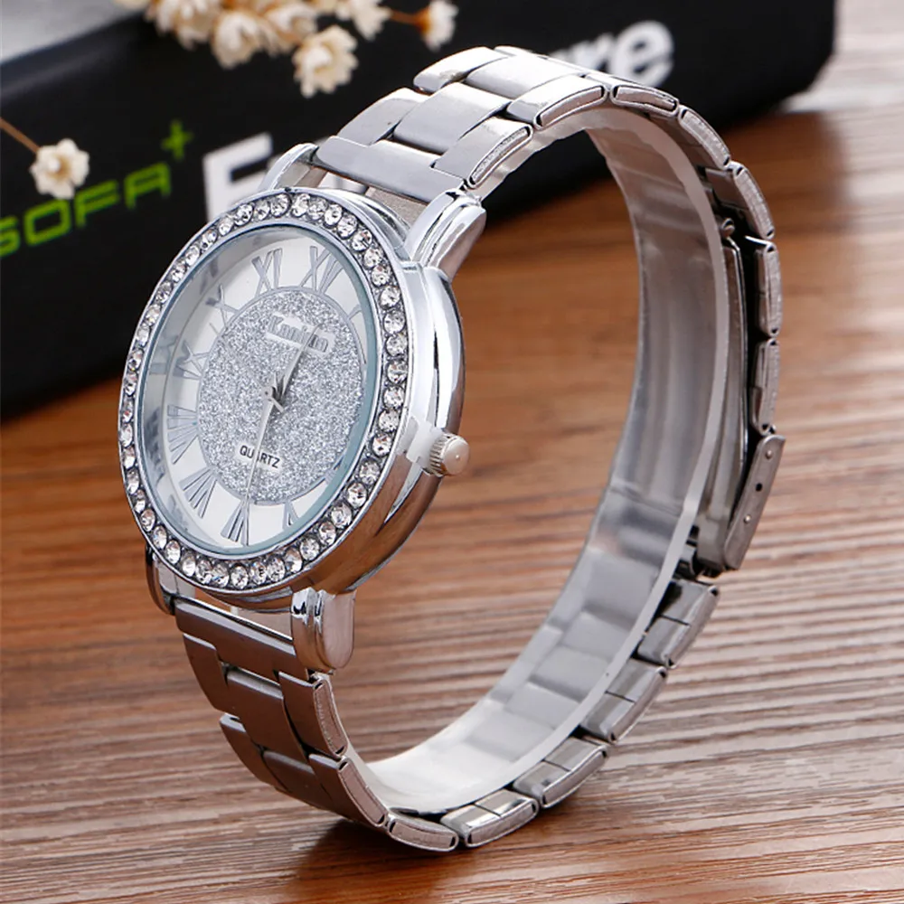 

2019 Hot Sale Women Watches Lady Diamond Stone Dress Watch Gold Silver Stainless Steel Rhineston Wristwatch relogio masculino