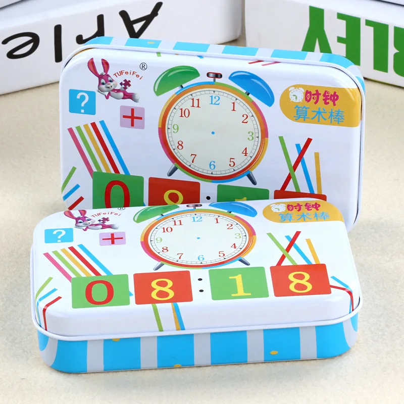 Часы арифметические палочки Монтессори магнитные часы магнитных блоков железный ящик головоломки цифровые палочки игрушки для счета раннего образования