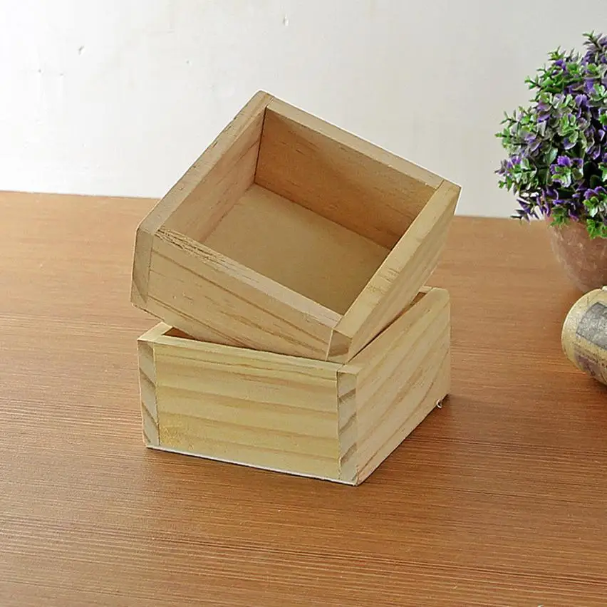 

Retro Style Wooden Succulent Plants Handmade Square Flower Pot June26 Drop Shipping